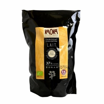 KAOKA (カオカ) 製菓用オーガニックチョコ ミルクチョコレート ボナオ 37％ 1kg (旧アロヨ レ)(夏季冷蔵)   手作りバレンタイン