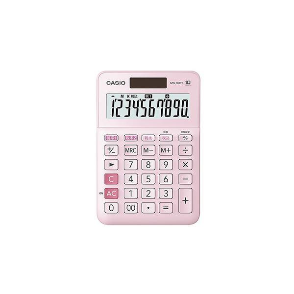 カシオ W税率電卓 ミニジャストタイプ 10桁 ピンク〔×5セット〕