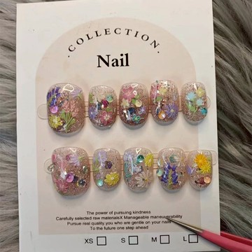 💖台灣出貨💖手工穿戴甲春款甜美簡約小碎花花瓣手工光療甲穿戴美甲貼片