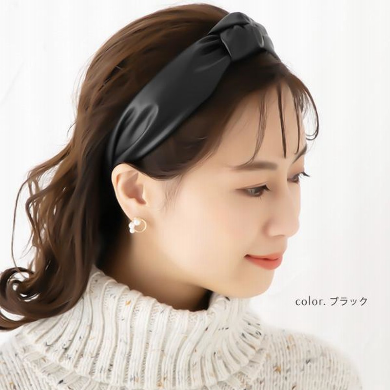 カチューシャ ヘアアクセサリー ヘアバンド レザー 合皮 リボン