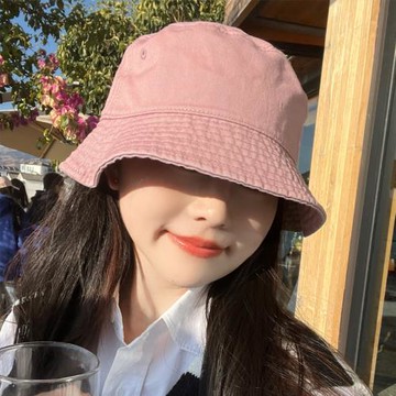 粉色帽子少女心漁夫帽春夏百搭出游遮陽防曬帽子顯臉小盆帽