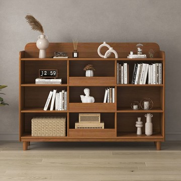 免運附發票 實木書架 簡易書架 書架實木置物架落地客廳書柜家用多層收納簡易兒童儲物柜組合學生 快速出貨