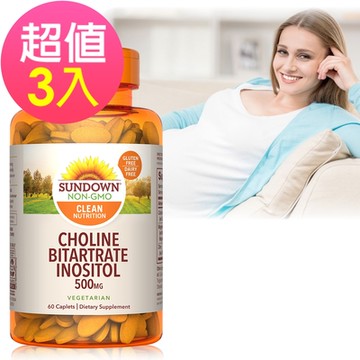 【Sun日落恩賜】孕寶膽鹼+肌醇加強錠x3瓶(60錠/瓶)