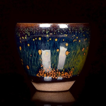 建陽名家陳敏創意手作荷塘月色手握建盞主人杯茶杯啤酒杯喝水杯子