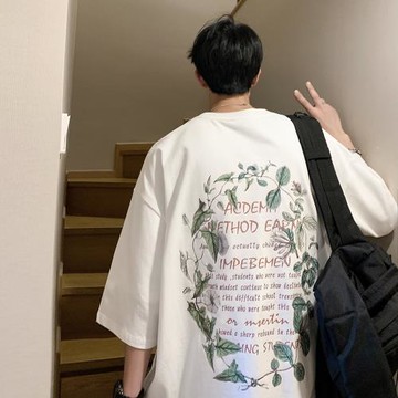 重磅美式印花短袖t恤夏季男士半袖上衣ins潮牌寬松情侶裝嘻哈體恤