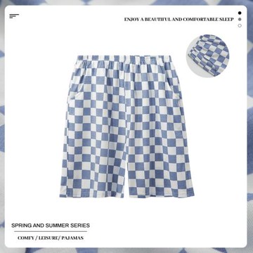 格子短褲單條睡褲男夏季純棉薄款居家大褲衩寬松可外穿大碼家居褲