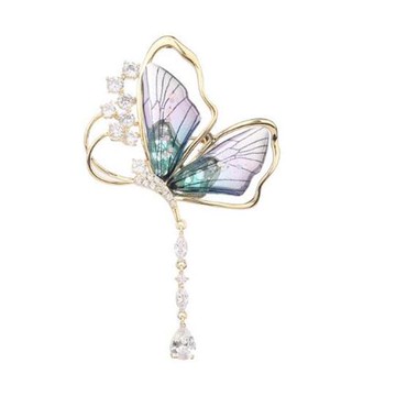 ANGEL 美麗蝴蝶翅膀流蘇垂墜2用胸針別針(2色可選)