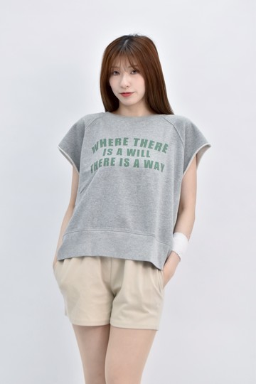 (L) omness質感棉質純棉無袖灰色上衣