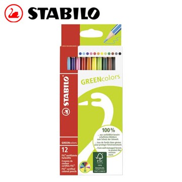 STABILO 德國天鵝 GREENcolor 環保認證色鉛筆(6019/2-12) 12色 / 盒【APP滿額下單10%點數(單一帳號最高5000點)】1/31止