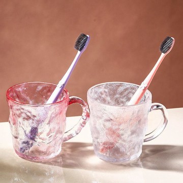 限時下殺 漱口杯 洗漱杯 牙刷杯 漱口杯 牙刷杯二人情侶款玻璃漱口杯高顏值透明冰川喝水杯家用情侶刷牙杯限定