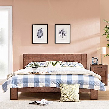 hoi! 源氏木語奧斯陸經典橡木胡桃色雙人加大6尺 180x200 低舖床架 B6701 (H014290168)