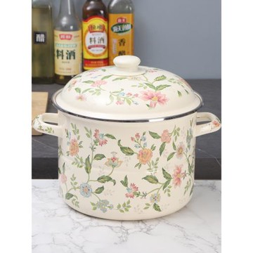 琺瑯搪瓷蒸鍋家用加厚平底湯鍋燉鍋電磁爐燃氣通用帶蒸片