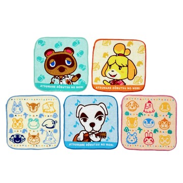日本丸真 集合啦!動物森友會 迷你小方巾 五入組
