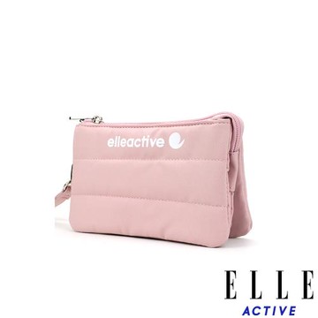 【ELLE Active】蓬蓬雲朵系列-三層零錢包/手腕包-櫻花粉
