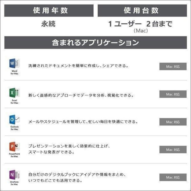 Microsoft Office home and business 2016 For Mac 2台 マイクロソフト ...