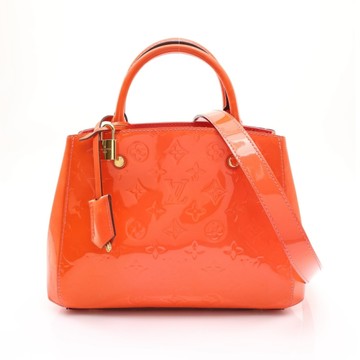LOUIS VUITTON LV 路易威登 Montaigne BB 兩用包 橘色 原花壓紋 漆皮 褪色 M50187 【二手名牌BRAND OFF】