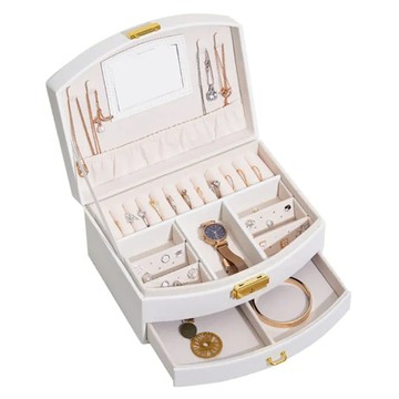 PORA BELLA 皮革手提首飾盒  白色