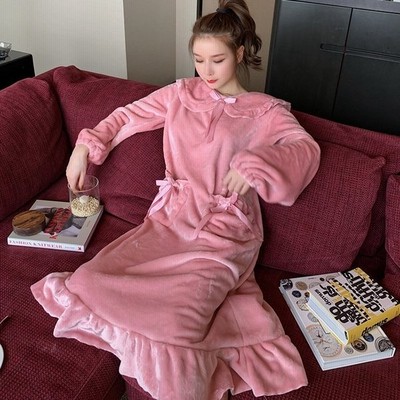 ヴィジョン ストリートウェア ネグリジェ もこもこパジャマ 冬 裏起毛 フワモコワンピースフレア 部屋着 厚手ルームウェア 長袖ルームウェア あったか ナイトガウン 大人 可愛い 通販 Lineポイント最大get Lineショッピング