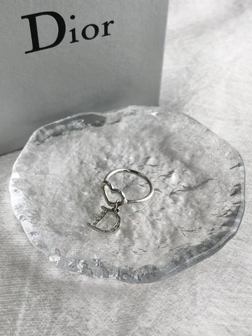 【日本直送 名牌中古包】Christian Dior 迪奧 戒指 銀色 愛心  D Logo 水鑽 10 號 8v3rwy