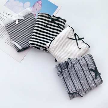 4條裝 日系純棉檔抗菌木耳邊少女學生褲中底腰舒適透氣女士三角褲