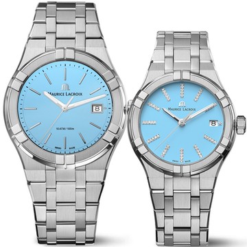 Maurice Lacroix 艾美錶 AIKON 系列 夏日特別版日期情侶手錶 對錶 新年開運 送禮推薦 AI1108-SS002-431-1+AI1106-SS002-450-1