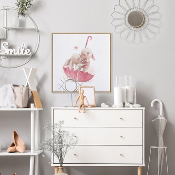 I GOT YOU COVERED! - 可愛粉紅兔兔掛畫/兒童房裝飾畫/臥室佈置