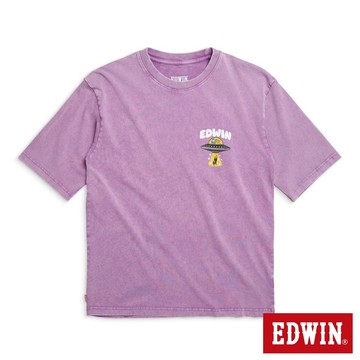 EDWIN 男款 火星UFO水洗寬版短袖T恤(灰紫色)