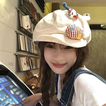 甜美可愛米色翻檐貝雷帽子女夏季薄款畫家帽百搭顯臉小云朵披肩帽 八角帽 貝雷帽 夏天 流氓帽 可愛帽子