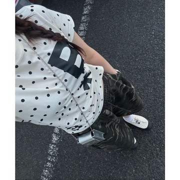 【FJstore】韓國 BAUF B logo 修身 短T 短踢 圓領 女上衣 女生短袖 波點 條紋 T恤