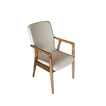 直人木業-LYON山毛櫸實木扶手椅-胡桃色-淡卡其