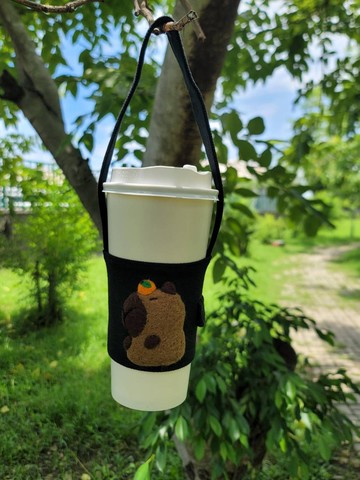 手工羊毛氈-卡皮巴拉飲料袋