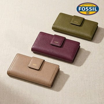 【FOSSIL 官方旗艦館】Logan 真皮扣式RFID防盜中長夾 (多色可選)
