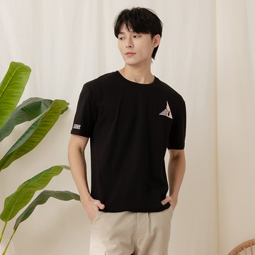 PLAYBOY - 涼感繡花圓領T-SHIRT - 黑色/651-803-09-1