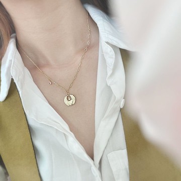 Giftest18K鍍金 / 愛心接待 天使翼女朋友禮物項鍊受洗基督教N39