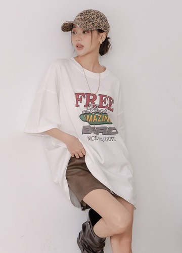 FREE洗舊字母上衣