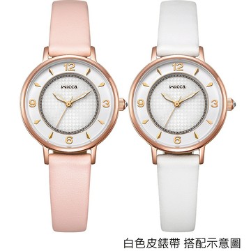 CITIZEN 星辰 Wicca 聖誕節推薦款 千鳥格紋米蘭帶太陽能女錶 附贈白色皮革錶帶 KP3-465-16