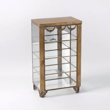 進口黃銅玻璃復古展示櫃手辦飾品珠寶首飾眼睛家用收納櫃擺件