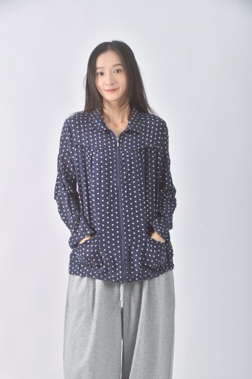 (L) mkco mkco點點藍色外套