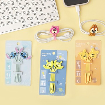 迪士尼磁吸矽膠綁帶-Disney線材收納集線器 捲線器 熊抱哥 維尼