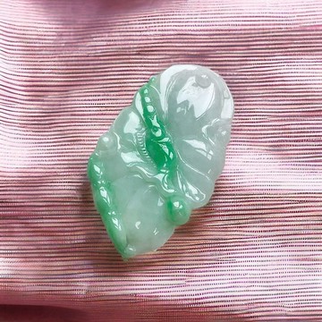 冰綠翡翠蓮年有魚 | 天然緬甸玉翡翠A貨 | 送禮