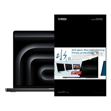 YADI 亞第 獨特磁吸水之鏡防窺片 Apple MacBook Pro14 2024 M4 A3185 專用 PF4PPC-AP-PRO-14-21  1片  14.2吋  黑色