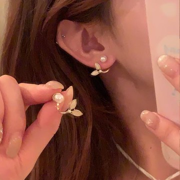 后掛式珍珠魚尾耳環女高級感巨好看耳釘超好看獨特漂亮氣質耳飾