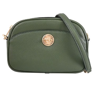 MARC JACOBS 馬克賈伯 轉釦LOGO造型拉鍊斜背鏈帶包.深綠