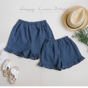 女大童 下擺荷葉邊百搭牛仔短褲 春夏童裝 韓版童裝 女童短褲 女童牛仔褲 女童外出褲 春夏短褲