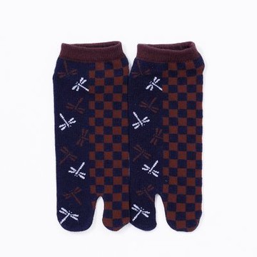 TABI-JI奈良足袋襪(分趾襪)-踝襪(25-27公分)-蜻蜓(藍/灰)