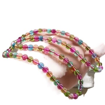 碧璽彩虹手鏈女老礦糖果單圈手串手排玻璃體馬卡龍色水晶手鏈
