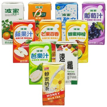 波蜜 果菜汁／乳酸多／葡萄汁／蘋果汁／芒果百香／蜂蜜檸檬／芭樂汁／紅牌-蜂蜜奶茶 (160ml) DS022663 !