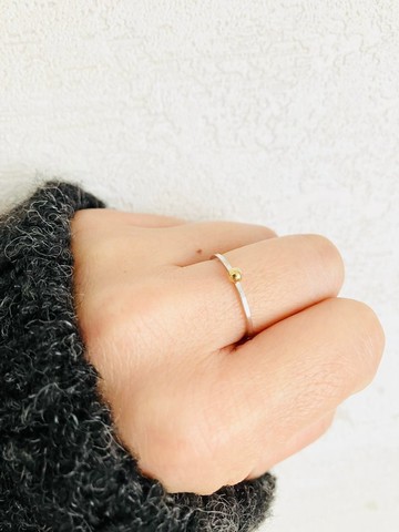 【訂製商品】Dot Ring | 銀色戒指 + 黃銅圓珠