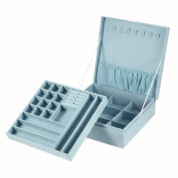 歐式麂皮帶鎖珠寶盒 輕巧便攜 耐磨耐用 防塵防潮  藍色  1個