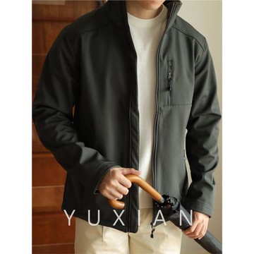 YUXIAN四面彈加絨立領沖鋒衣夾克外套秋冬防風防水保暖戶外男士